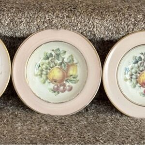 Vintage Fruit Motif Pink Rim Decorative Plate